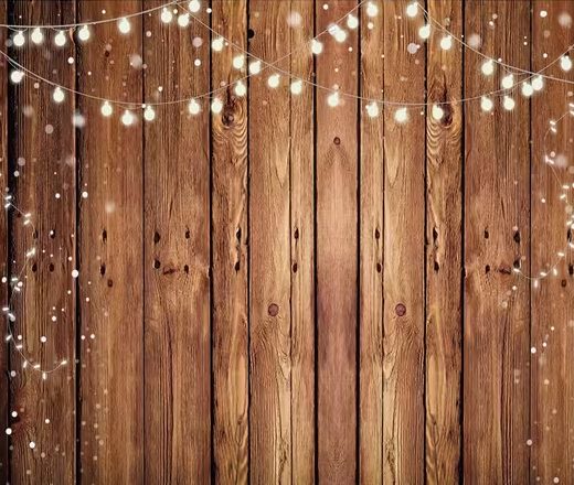 Fotohintergrund in Holzoptik mit Lichterkette